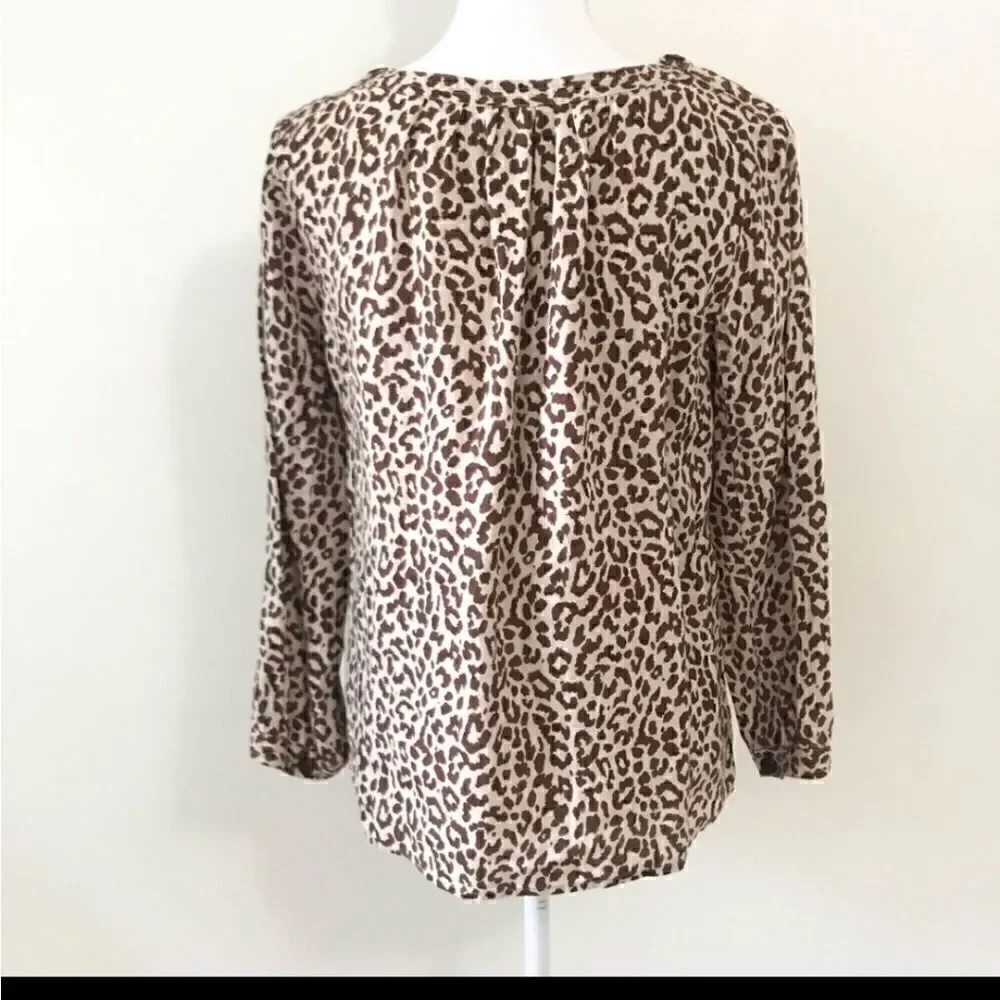 J CREW Linen Leopard Blouse
